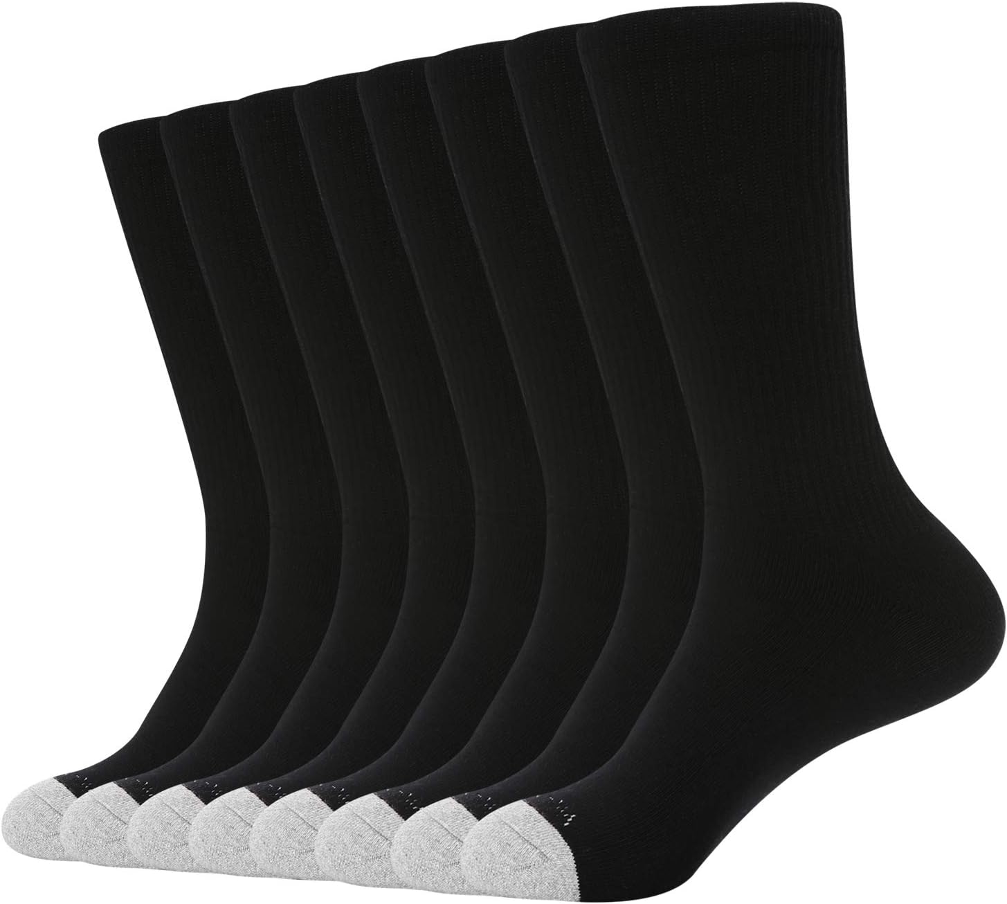 WANDER Men's Crew Socks of Cushion 8 Pairs Running Socks for Moisture Wicking Hiking Cotton Casual Socks