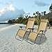 PARTYSAVING Infinity Zero Gravity Outdoor Lounge Patio Folding Reclining Chair Tan Set of 2 APL1002