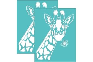 OLYCRAFT 2pcs Self-Adhesive Silk Screen Printing Stencil Giraffe Pattern Reusable Silkscreen Stencil Washable Mesh Transfers Stencil for Printing on Wood T-shirts Bag - 11x8.5 inch