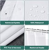 URAQT Shower Curtain 180x180 cm PEVA Waterproof 12 Hooks White view 3