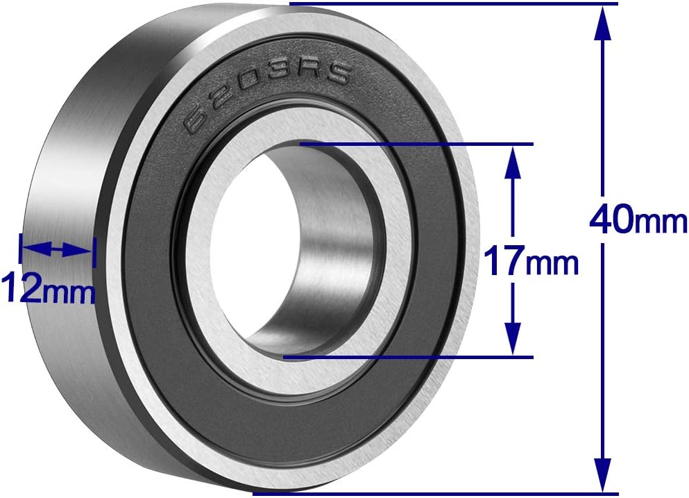 4 Pack 6203-2RS Bearings, Deep Groove Ball Bearings, Double Seal and Pre-Lubricated, 17x40x12mm (6203 2RS) - Image 3