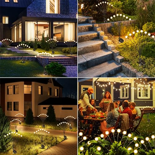 iBaycon 8 Pack Solar Garden Lights, Solar Firefly Lights Outdoor Waterproof, 2 Lighting Modes Solar Swaying Light for Garden Yard Patio Pathway Decorations (Warm White)