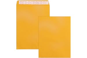 10x13 Catalog Envelopes Self Seal 100 Pack, Goefun 100GSM Paper Yellow Brown Manilla Envelopes with Peel and Seal Flap for Ma