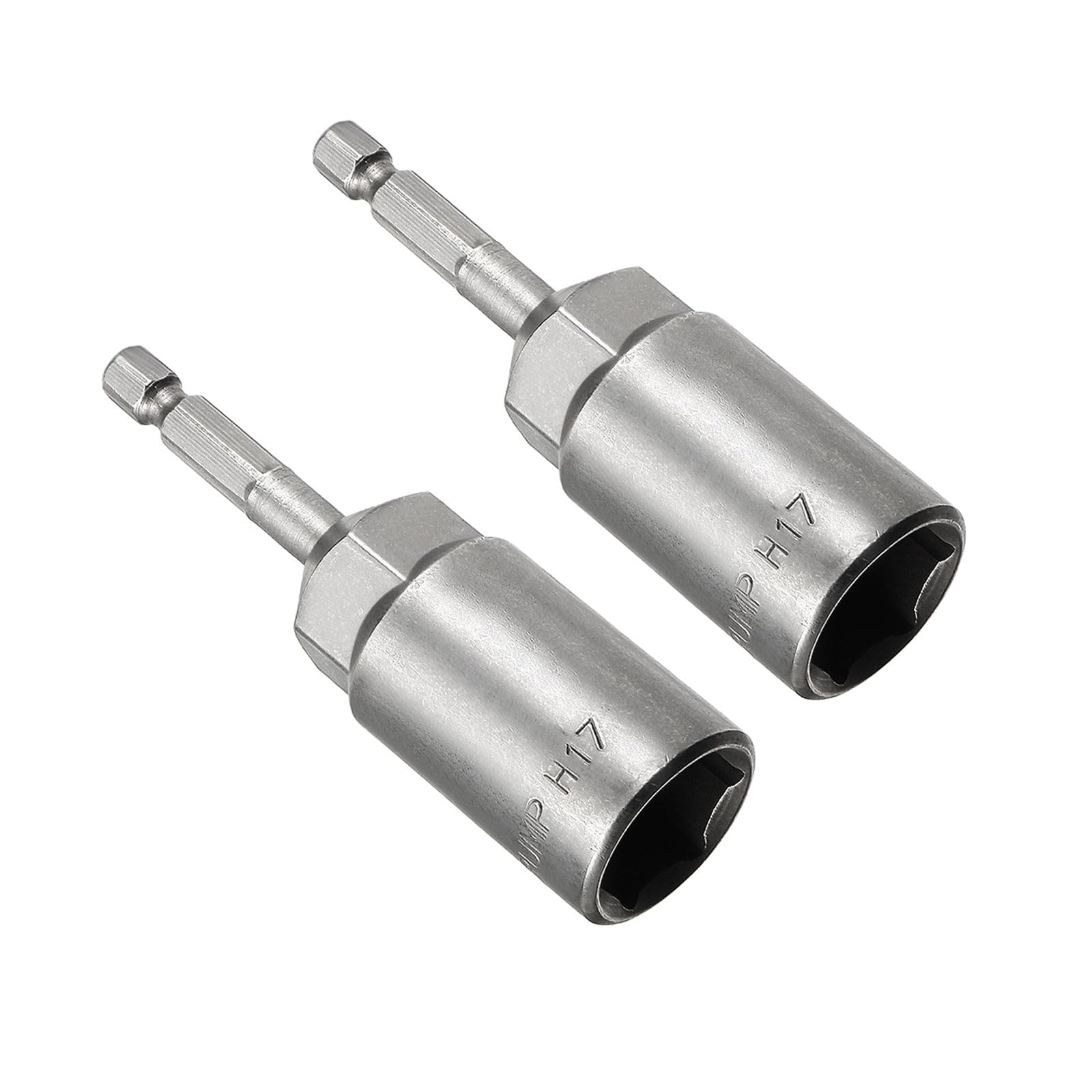 CoCud Quick-Change Nut Setter Driver Bit, 17mm Metric 80mm Length 1/4" Shank, CR-V No-Magnetic Straight Shank Setter Drill Bits - (Applications: for Auto Repair) - 2pieces