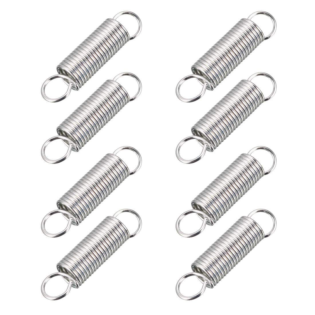 sourcingmap Extension Spring - 1.2mm Wire Dia, 10.5mm OD, 46mm Free Length Spring Steel Small Dual Hook Tension Spring 8pcs