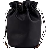 Beebeecraft PU Leather Coin Pouch Medieval Drawstring Bag Purse Vintage Middle Ages Portable Renaissance Dice Bag for Cosplay Reenactment Change Holder Organizer Men Women Black 6.7 x 6.9 inch
