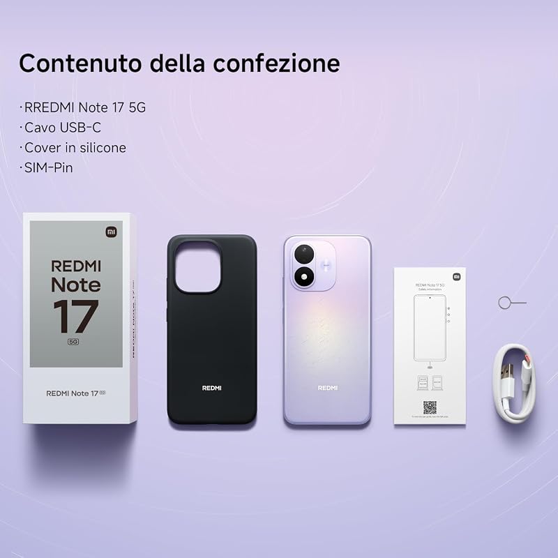REDMI Note 17 5G, Smartphone 6+256GB, Black, Batteria da 7700 mAh