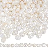SUNNYCLUE 1 Box About 164Pcs Freshwater Cultured Pearl Beads Natural Pearls Bulk Baroque Beach White Beige Oval Rice Shaped Beads for Jewelry Making DIY Craft Bracelet Earrings Necklace Deco Women