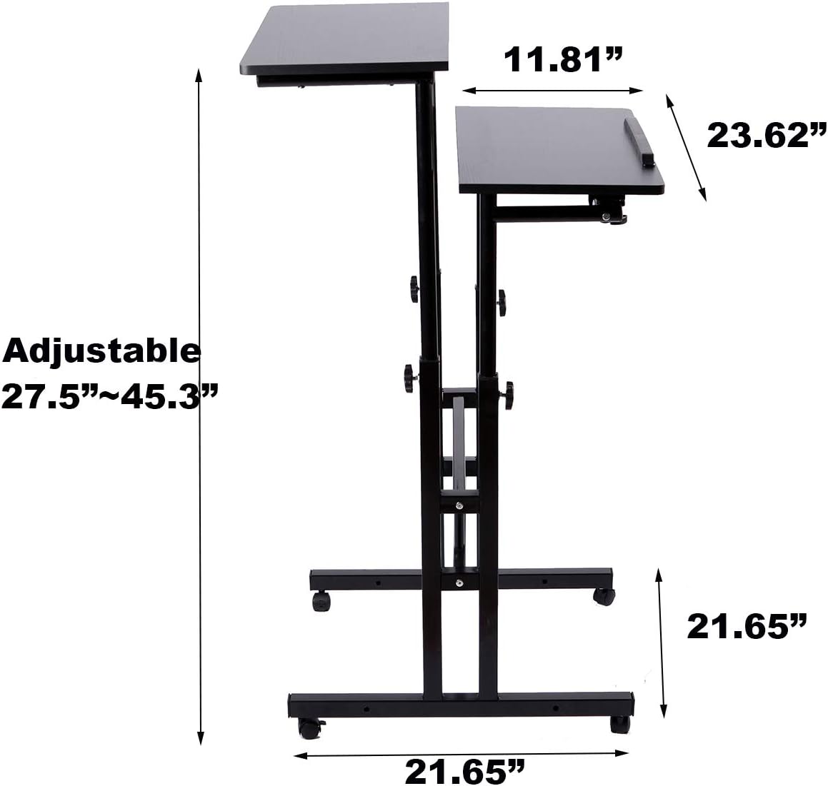 SIDUCAL Mobile Stand Up Desk, Adjustable Laptop Desk with Wheels Home Office Workstation, Rolling Table Laptop Cart for Standing or Sitting, Black: Kitchen & Dining