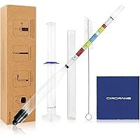 Circrane Hydrometer & Glass Test Jar Set, Triple Scale Alcohol Hydrometer with Glass Cylinder for Brew Beer, Wine, Mead…