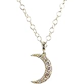 Genuine Diamond Crescent Moon Pendant Necklace- 14k Rose Gold Fine Jewelry- Holiday Gift Idea