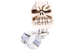 Bashineng Skull Steering Wheel Spinner Knob Turning Driving Suicide Power Handle Universal Fit Most Vehicles Cars Trucks Tractors Mowers Forklifts Boat Golf Carts (Beige)