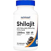Nutricost Shilajit Capsules (1,000 mg Per Serving) (120 Capsules) - Shilajit Extract with Naturally Occuring Fulvic Acid, 60 Servings, Gluten Free, Non-GMO, Vegan Friendly Dietary Supplement