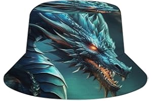 Dragon Bucket Hat for Women, Foldable Fisherman Hat for Men, Breathable Sun Cap for Beach Black