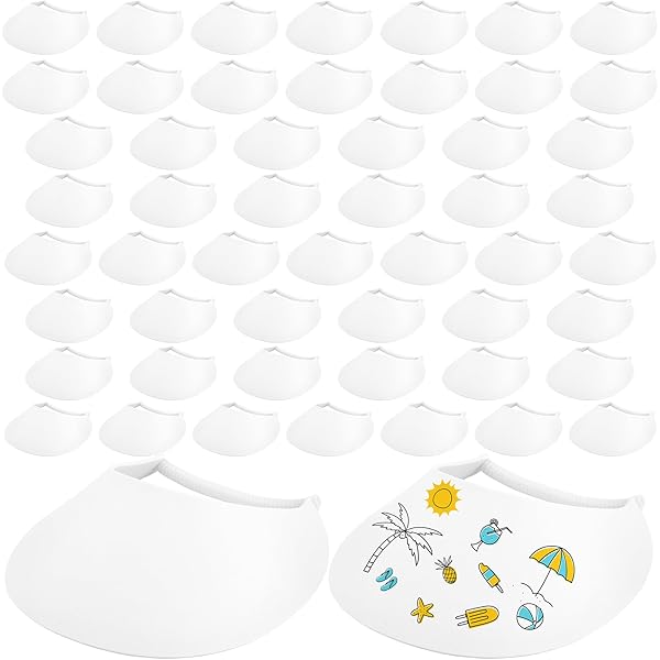 18 Pack Blank Sun Foa Visors DIY Suer Foa Visors Adjustable String - View #12