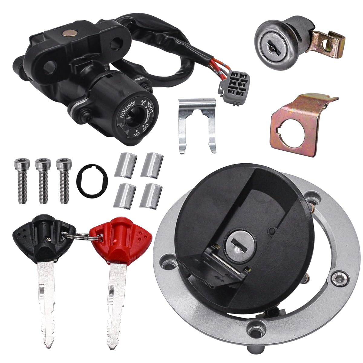 Photo 1 of JDLLONG Ignition Switch Gas Cap Cover Seat Lock Key for Suzuki GSXR600 GSXR750 GSXR1000 2004-2016