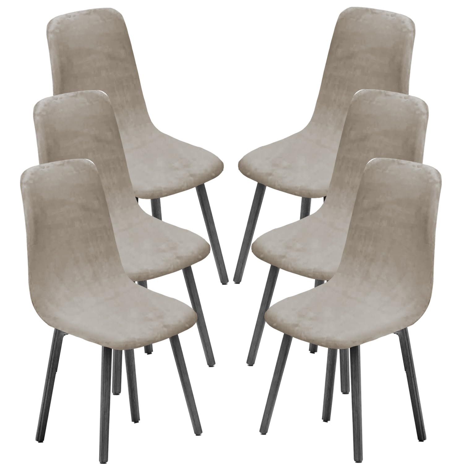 KELUINA Dining Chairs Covers Set of 2/4/6, Style Shell Mid Century Modern Accent Side Chairs (Sand, 6 PCS)