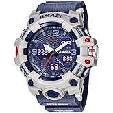SMAEL Men's Watches Military Outdoor Waterproof Sports Wrist Watch Date Multi Function LED Alarm Stopwatch, Digital Watches for Mens
