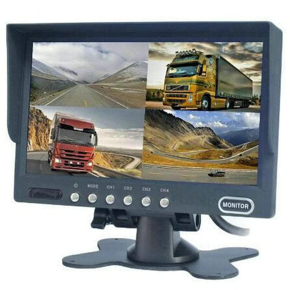 BW DC12V-24V 7 Inch 4 Split Quad LCD Screen Display Color Rear View Car Monitor For Car Truck Bus Reversing Camera