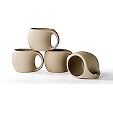 SYJAN HOME Ceramic Cappuccino Cups with Handle,6 oz Ceramic Coffee Mug Set of 4,Stoneware Espresso Cup for Double Shots,Small Coffee Cups for Latte,Cafe,Mocha,Tea Cups (Natural Beige,6 OZ)