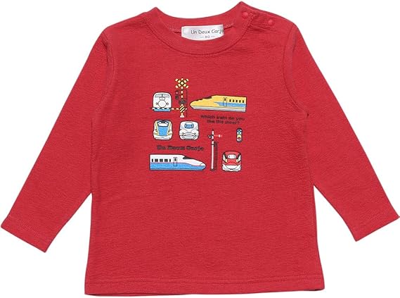 Amazon Un Deux Carjo子供服 男の子 Tシャツ 長袖 普段着 通園着 ベビーサイズ 綿100 乗り物シリーズプリントカットソー Tシャツ カットソー 通販
