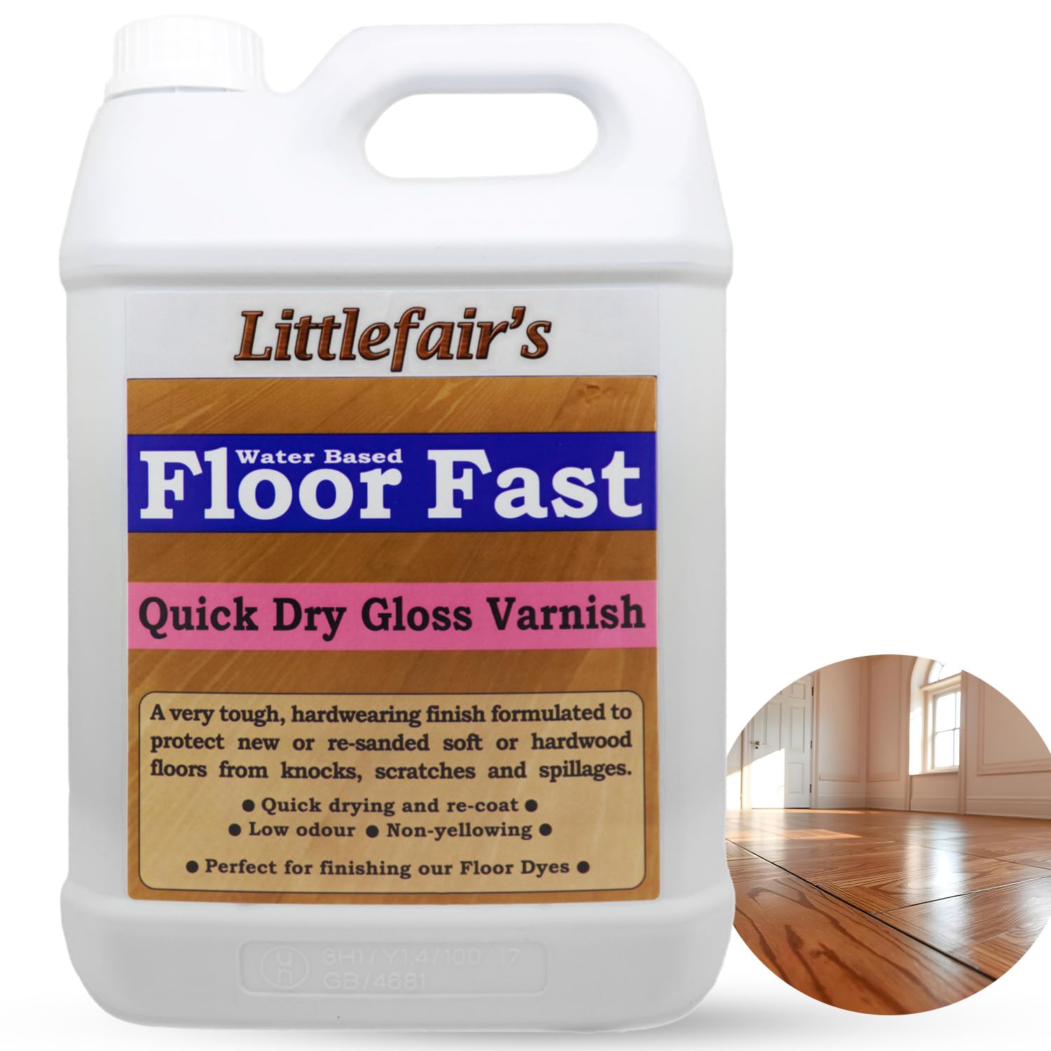 Littlefair’s Floor Varnish for Wooden Floors 2.5ltr - Quick Dry, Low Odour & Easy Clean - Tough & Hardwearing Formula - Premium Non-Yellowing Clear Polyurethane Varnish - Versatile Wood Floor Varnish