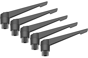 Skweawert 5PCS Adjustable Clamping Lever Handles, M8 Female Thread Knobs Rotating Screw Locking Quick Release Ratchet Push Button Handle, Black