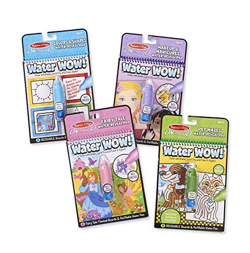 Melissa & Doug On The Go Water Wow! 4-Pack (The Original Reusable Water-Reveal Coloring Books - Pets, Colors, Fairy Tale, Makeup -Great Gift for Girls and Boys - Best for 3, 4, 5, 6, and 7 Year Olds)