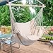 Finether Padded Hammock Hanging Chair Swing with Pillow Set for Indoor Outdoor Use, 265 lbs Weight Capacity, Beige