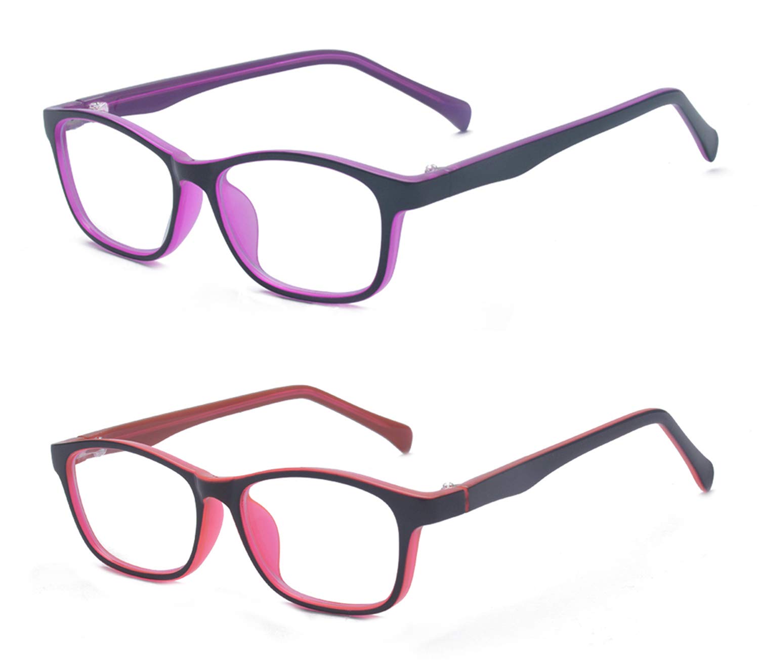 Outray 2 Pack Computer Glasses Blue Light Blocking for Kids Teens Children Gaming Eyewear Reduce Eyestrain Glasses Set2