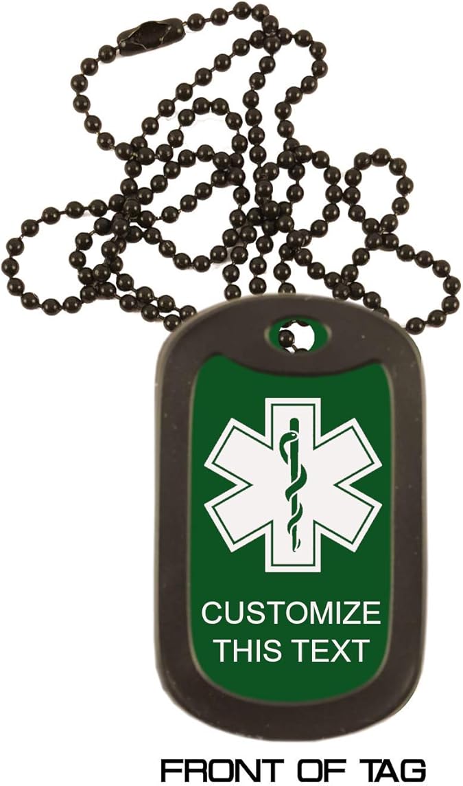 Medical Alert Dog Tag Custom Engraved Medic ID Military Dog