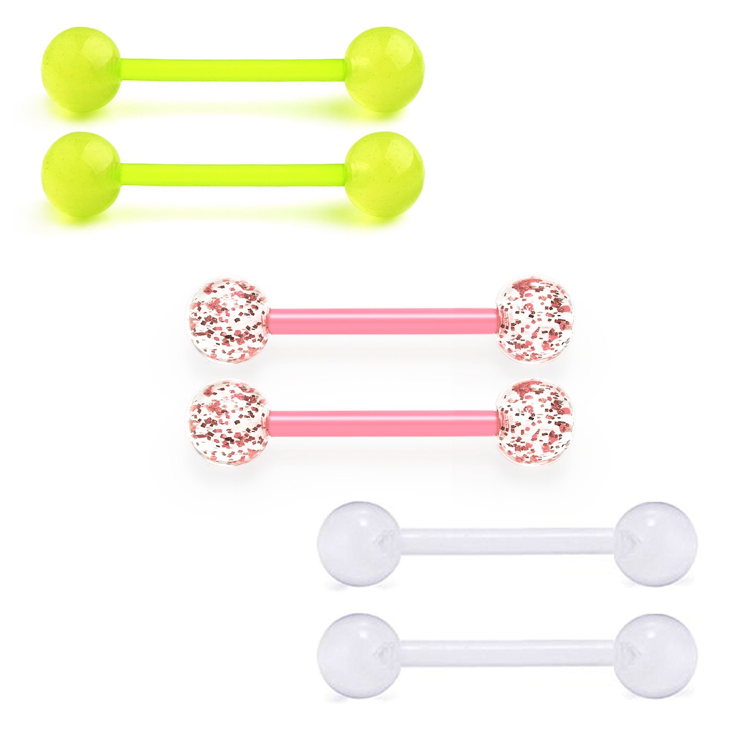 Vcmart Nipple Rings Retainers Tongue Ring Barbells Flexible Acrylic