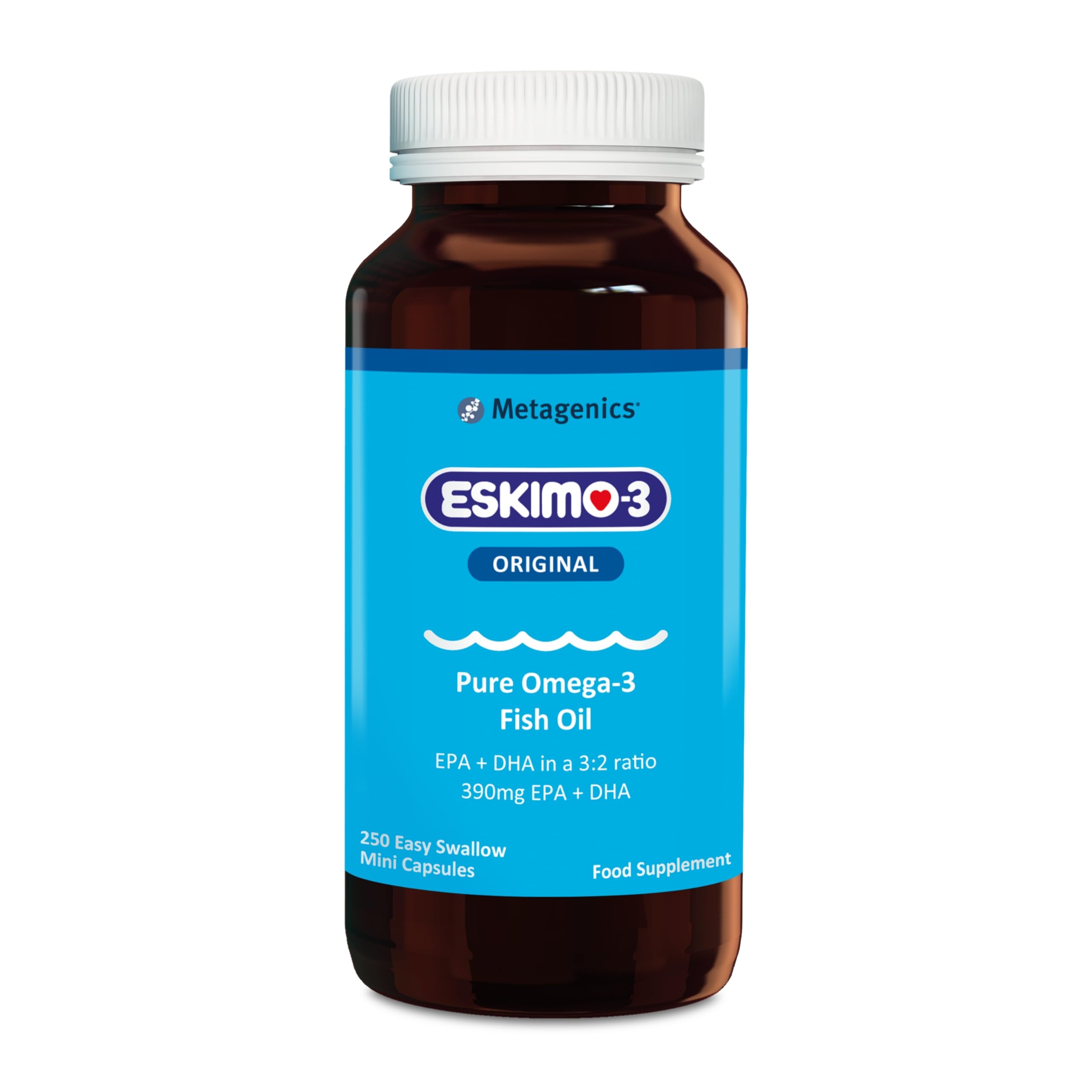 Eskimo-3 Fish Oil by Metagenics - Source of Omega-3 and Essential Fatty Acids EPA & DHA - Brain, Vision & Heart - 250 Mini Capsules