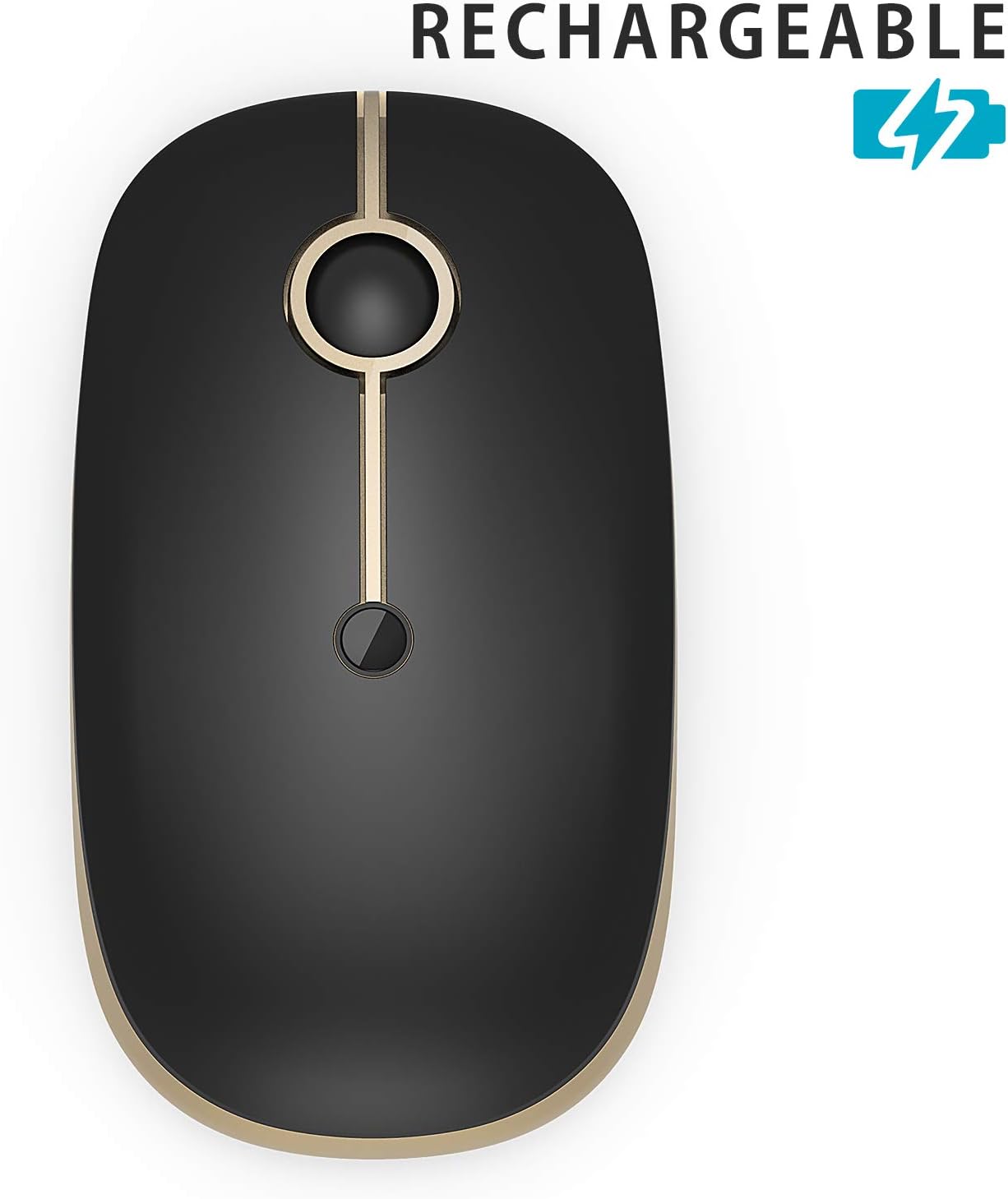 Rechargeable Wireless Mouse, Jelly Comb [Upgrade] 2.4G Slim Noiseless Mouse with 3 Adjustable DPI for Laptop, Notebook,PC, Computer (Golden)