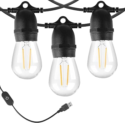 BRIMAX USB Powered LED String Lights 24.6ft 2700K Warm White S14 1W
