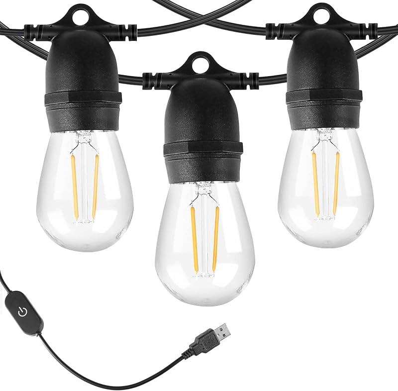 BRIMAX USB Powered LED String Lights 24.6ft 2700K Warm White S14 1W