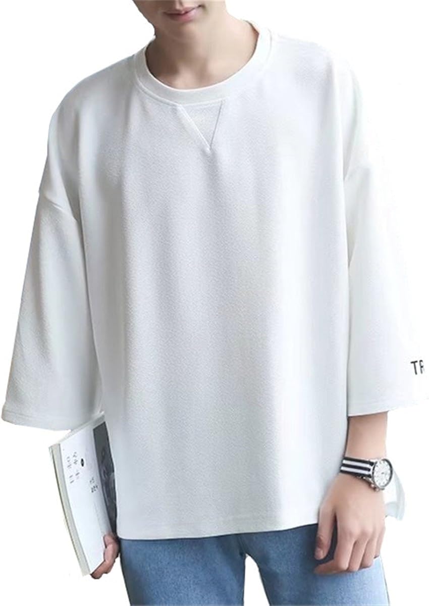 Infabe Tシャツ 七分袖 五分袖 無地 メンズ 夏 春 ファッション カジュアル カットソー かっこいい クルーネック Tシャツ カットソー 通販 Amazon