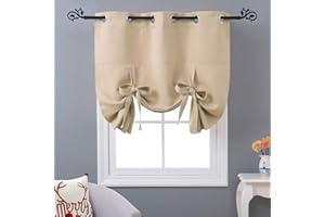 NICETOWN Roman Shade Valances for Windows - Tie Up Balloon Kitchen/Bathroom/Farmhouse Window Curtain Shade(Biscotti Beige, Grommet Top Panel, W46 x L63)