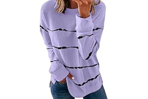 symoid Long Sleeve T Shirts for Women Trendy 2023 Crewneck Striped Tie Dye Sweatshirt Tops Dressy Casual Oversized Tunics
