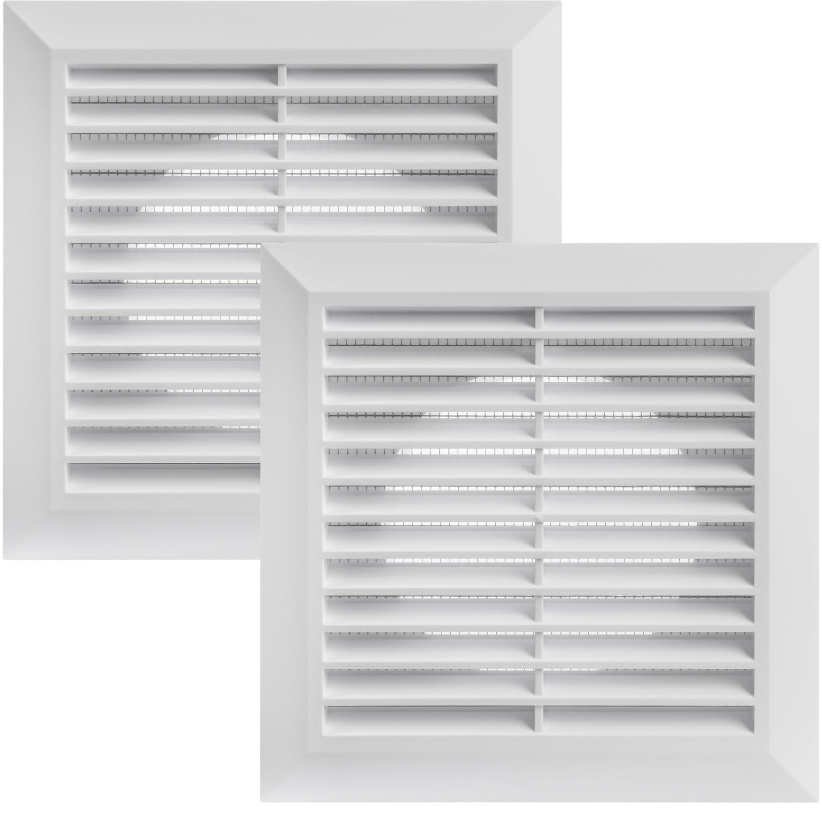Vent Systems Ø4" Duct - 6.7" x 6.7" Inch Pack of 2 White Air Vent Cover - Bathroom Exhaust Vent Pipe - White Louvered Outdoor Vent Cover - Ø100 mm (170 x 170 mm)