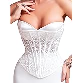WS Waist Secrets Overbust Corset Top for Women - 15 Steel Boned Lace Up Bustier Perfect Corset for Bridal Wedding or Cosplay