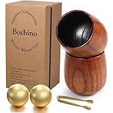 Bochino Charred Wooden Bourbon Drinking Glass, Unique Bourbon Gifts, Wooden Old Fashioned Whiskey Glass Gift for Men, Dad, Husband