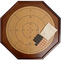 Tradeopia 2-in-1 Brown Wood Crokinole Board Game Set, Flip The Board to Play Chess or Checkers, Canadian Heritage Game for Fr