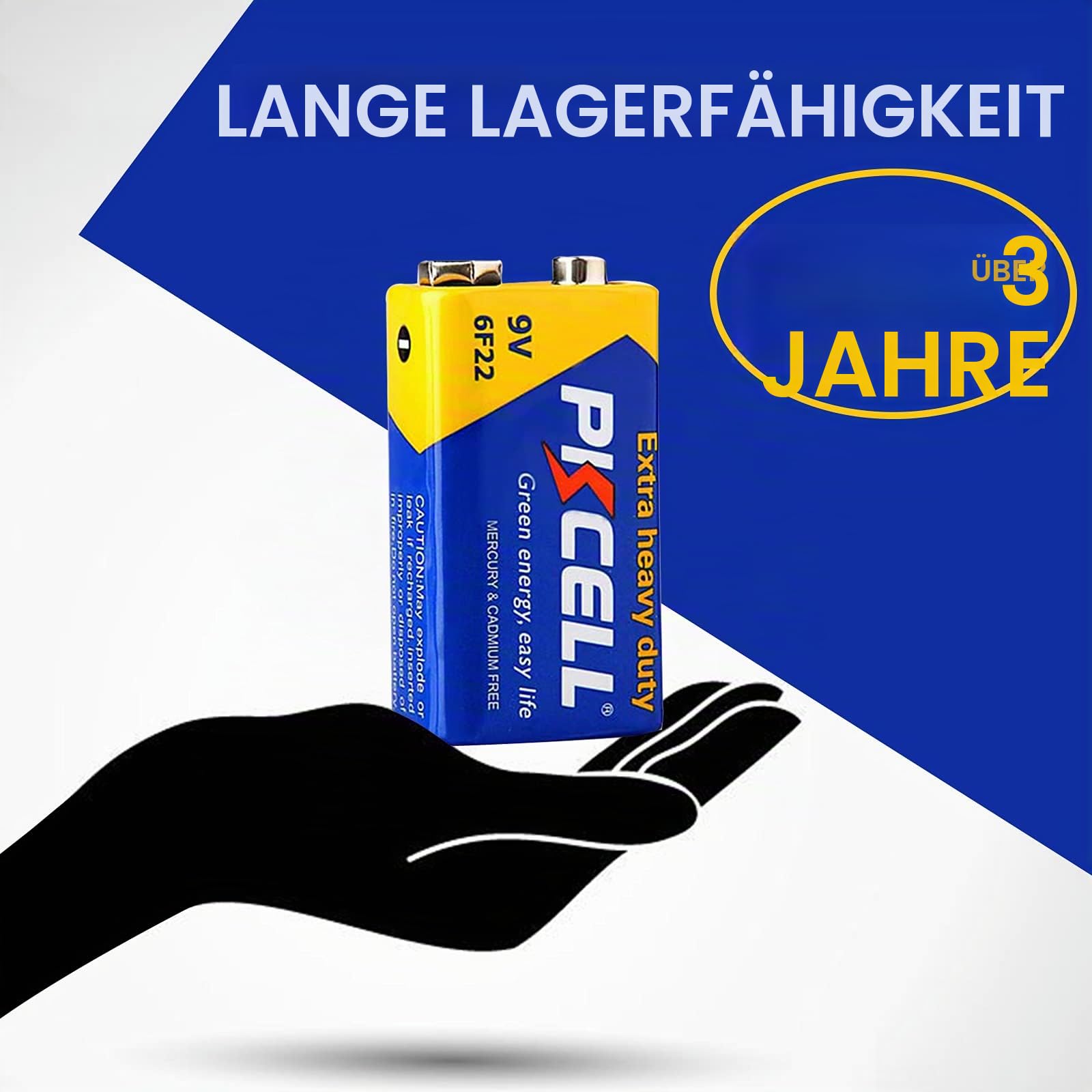 PKCELL 9V Batterie, Blockbatterie, 6F22 Batterien für Rauchmelder 8 Stück 2