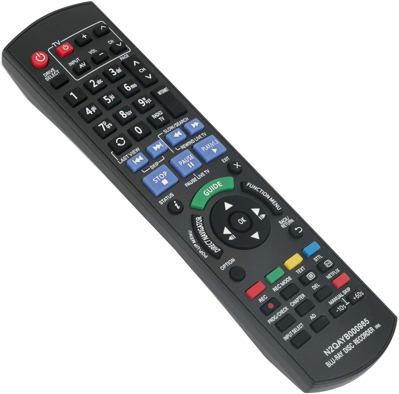 VINABTY N2QAYB000985 Replacement Remote Control Fit for Panasonic Blu-ray Player DMR-BWT740 DMR-BWT840 DMR-BWT835 DMR-BWT720 DMR-BWT820 DMR-BWT720EB DMR-BCT940 DMR-BST940 DMR-BCT845 DMR-BCT745