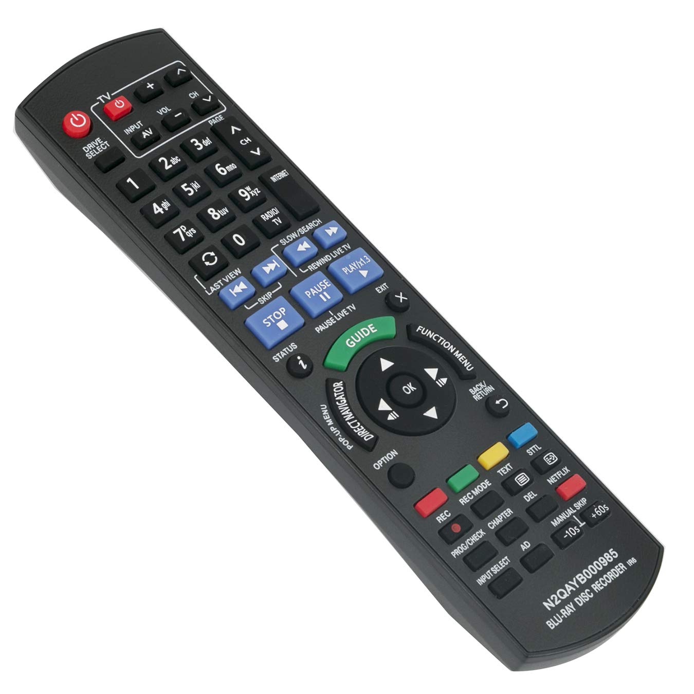 VINABTY N2QAYB000985 Replacement Remote Control Fit for Panasonic Blu-ray Player DMR-BWT740 DMR-BWT840 DMR-BWT835 DMR-BWT720 DMR-BWT820 DMR-BWT720EB DMR-BCT940 DMR-BST940 DMR-BCT845 DMR-BCT745