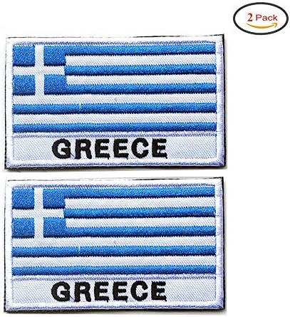 X.Sem Greece Flag Patch - 2 Pack Tactical Patches Embroidery Morale Emblem (Greece-2)