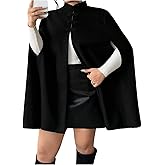 MakeMeChic Women's Plus Size Winter Coats Mock Neck Cloak Sleeve Work Business Cape Outerwear