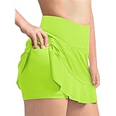 Haloumoning Girls Athletic Tennis Golf Skirts with Shorts Kids High Waist Ruffle A-line Skorts with Pockets 5-14 Years