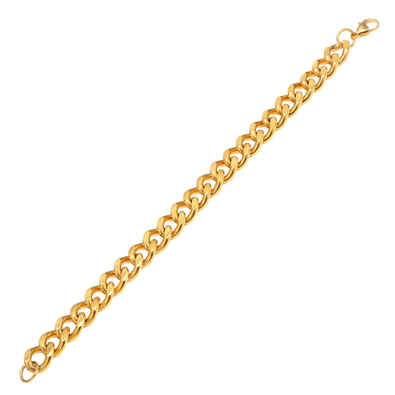 DonDon Men's Curb Chain Bracelet Stainless Steel Gold Length 22 cm 8,7" Width 1,1 cm 0,43"